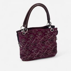 Elegant Burgundy Handbag with Embellished Design